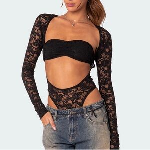 Edikted Zoey sheer Lace two piece bodysuit